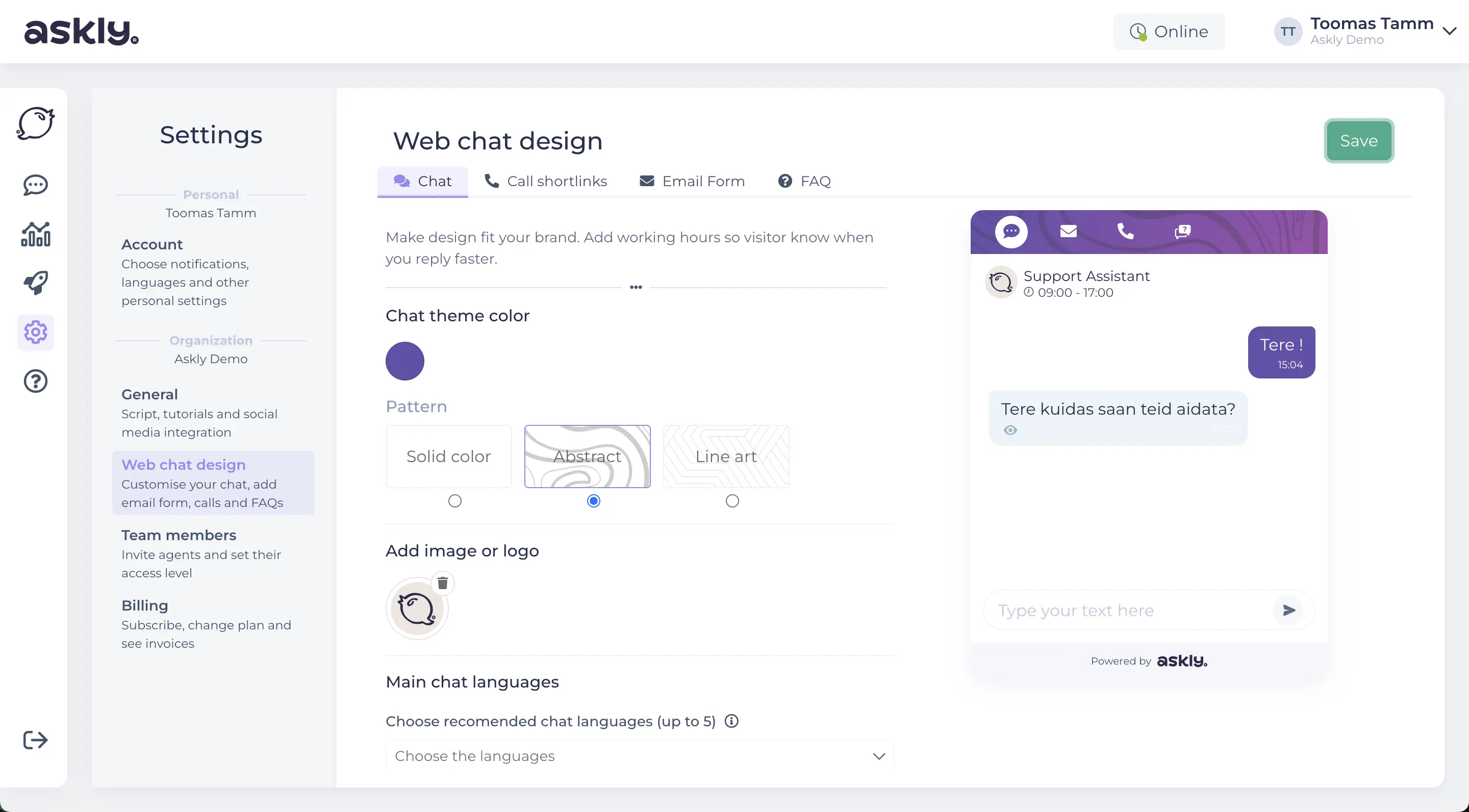 Personalize your chat